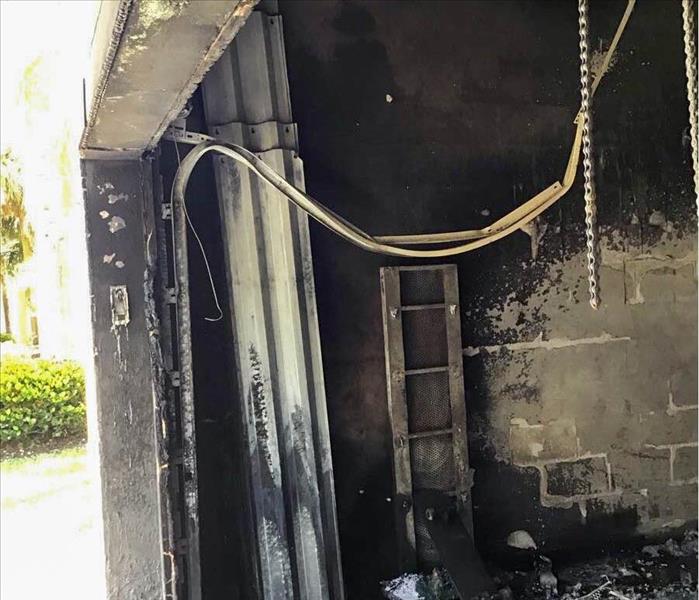 Garage fire damage covered in soot 